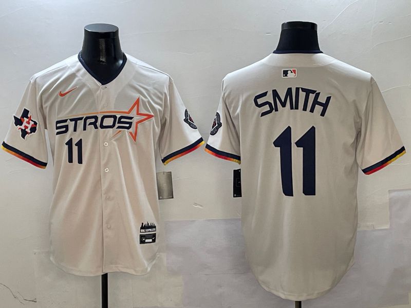 Men Houston Astros #11 Smith Cream three generations Joint Name Nike 2025 MLB Jersey style 4171->houston astros->MLB Jersey